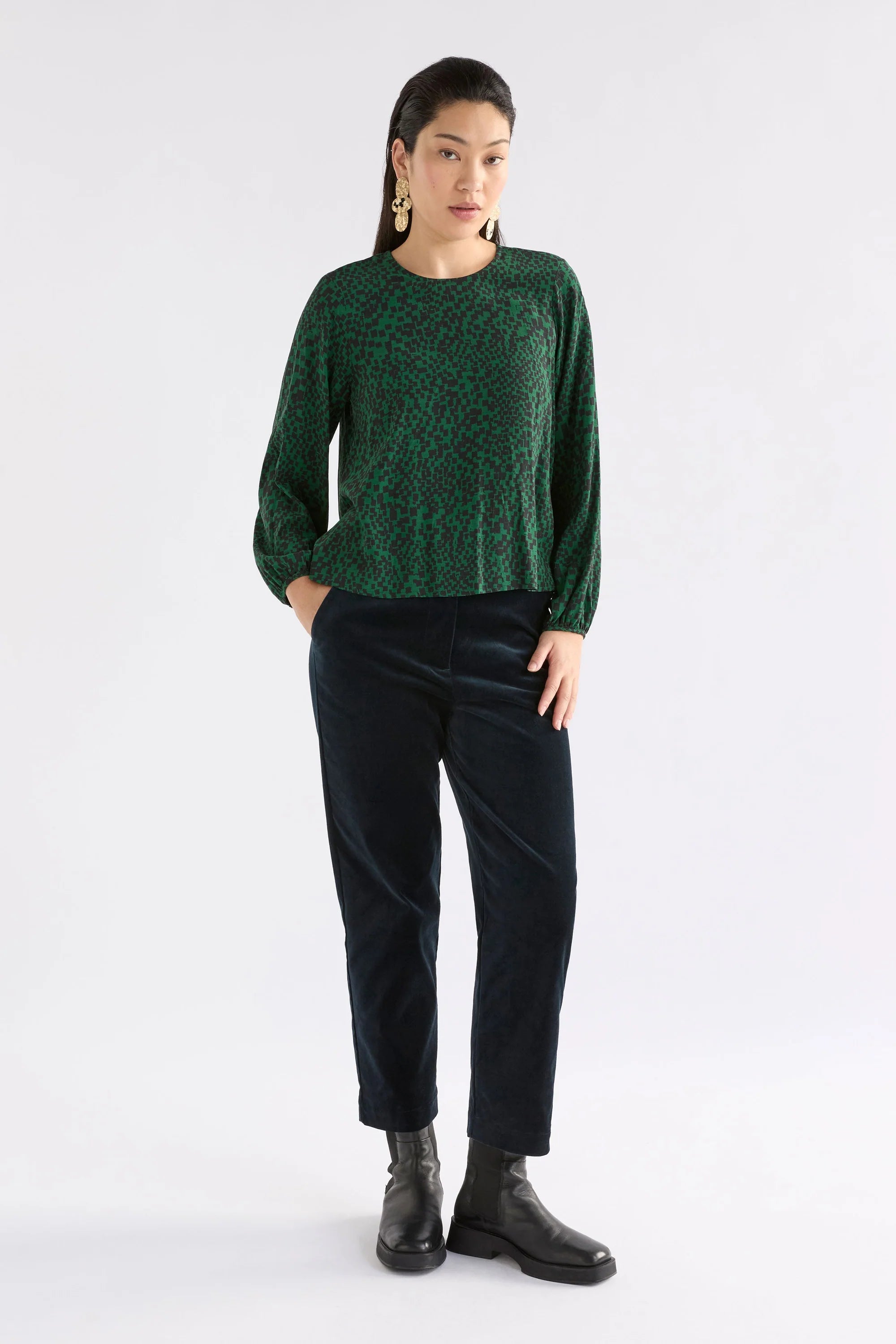 Elk Muraa Top | Green Sinda Print