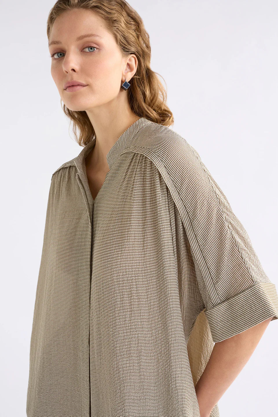 ELK Porta Dress - Olive Stripe