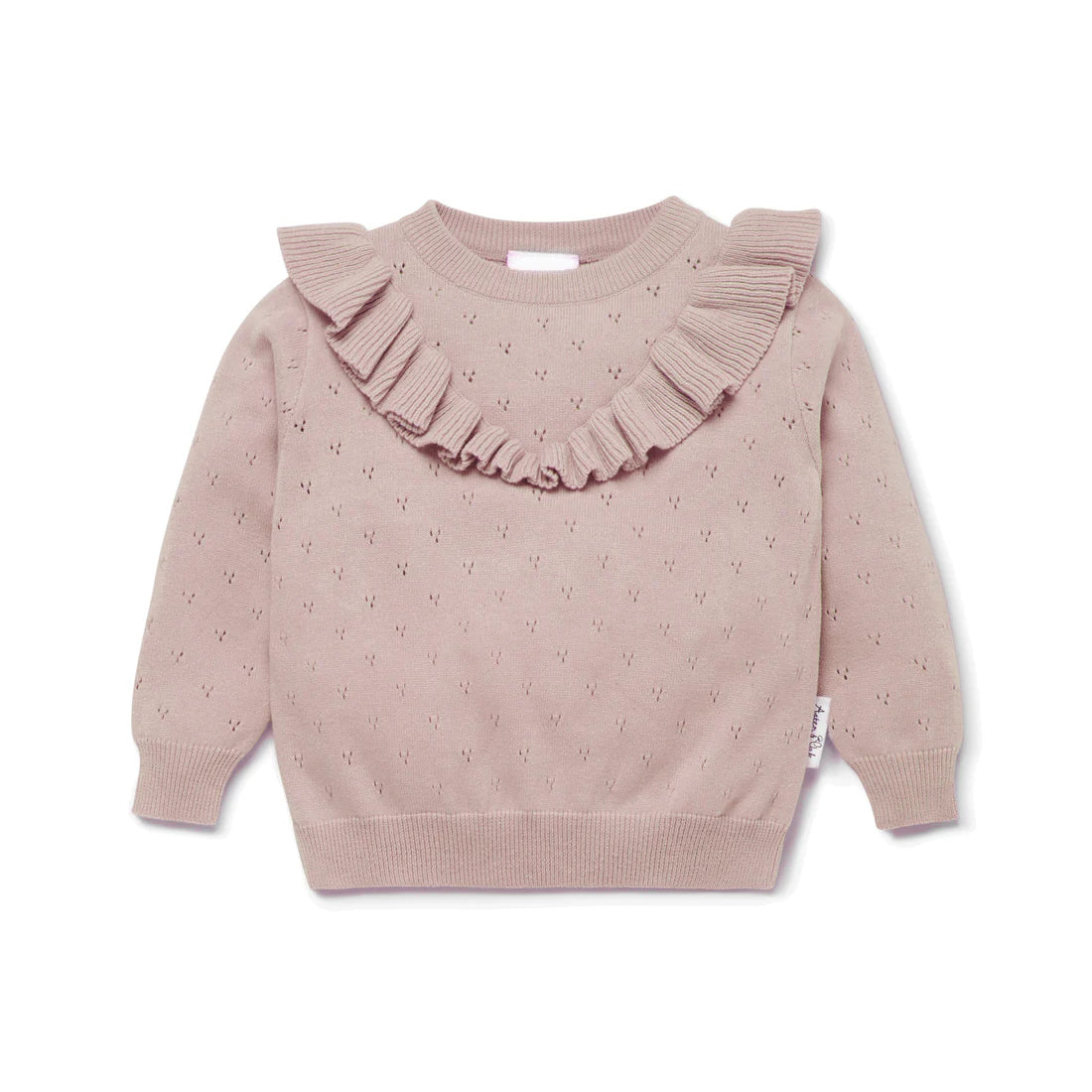 Aster & Oak Wild Rose Pointelle Ruffle Knit Jumper