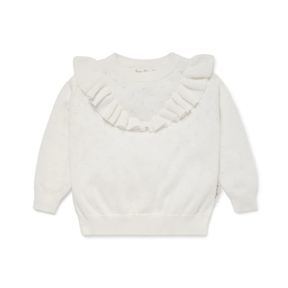 Aster & Oak Ivory Ruffle Knit Jumper