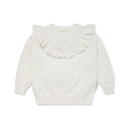 Aster & Oak Ivory Ruffle Knit Jumper