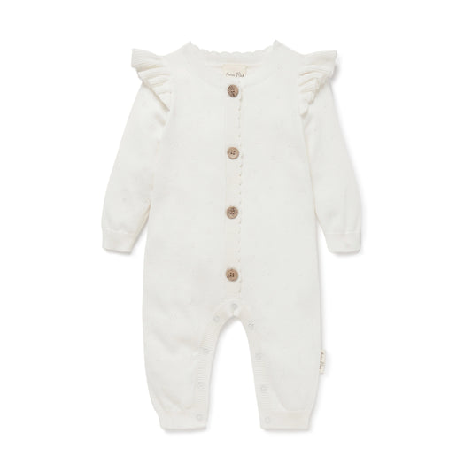 Pointelle Knit Romper | Ivory