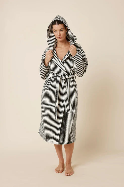 Adriana Terry Towel Robe - Black