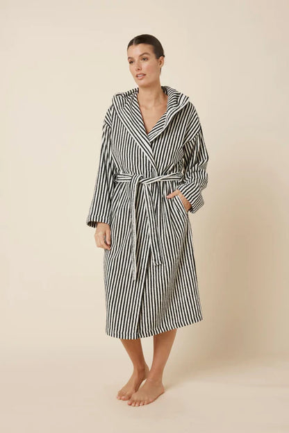 Adriana Terry Towel Robe - Black