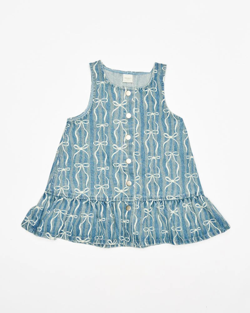 Walnut Arden Dress - Denim Bows