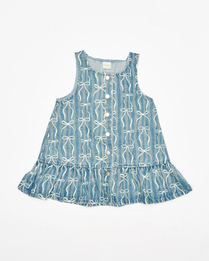 Walnut Arden Dress - Denim Bows