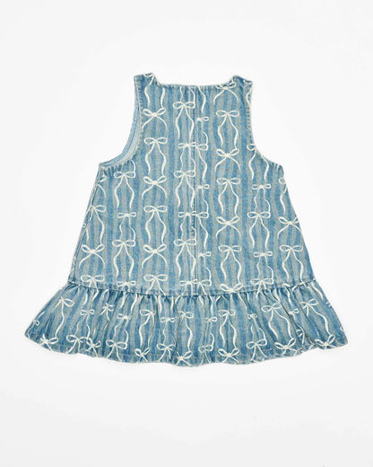 Walnut Arden Dress - Denim Bows