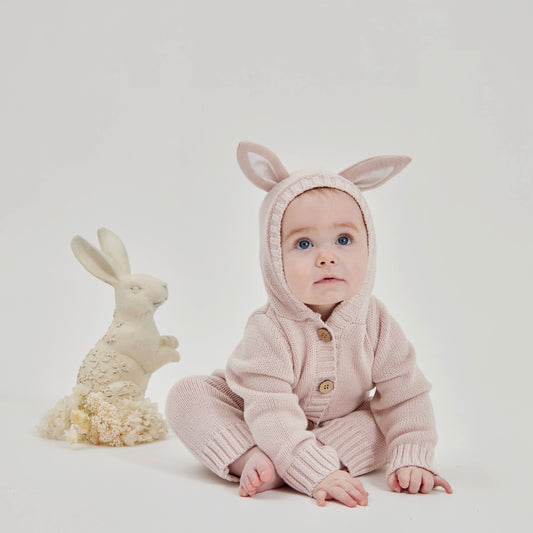 Aster & Oak Mauve Bunny Knit Romper