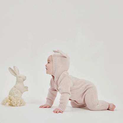 Aster & Oak Mauve Bunny Knit Romper