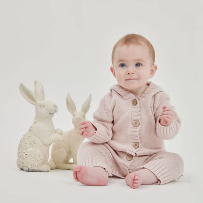 Aster & Oak Mauve Bunny Knit Romper