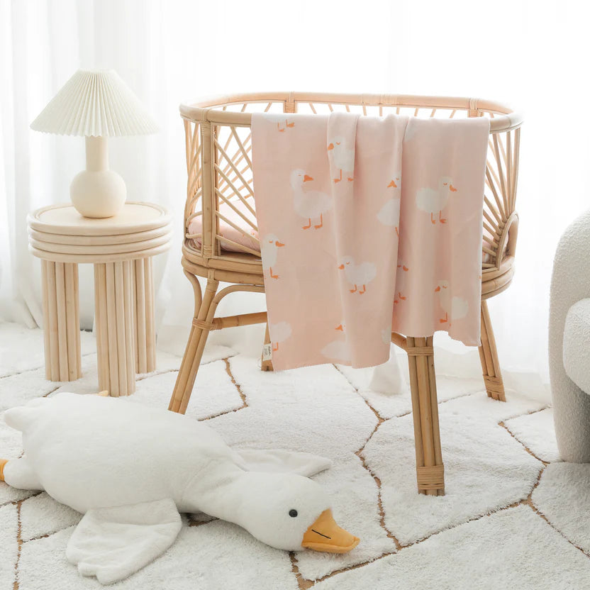 Pink Ducks Luxe Knit Blanket
