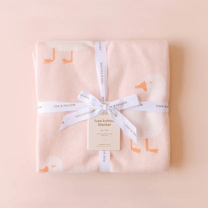 Pink Ducks Luxe Knit Blanket