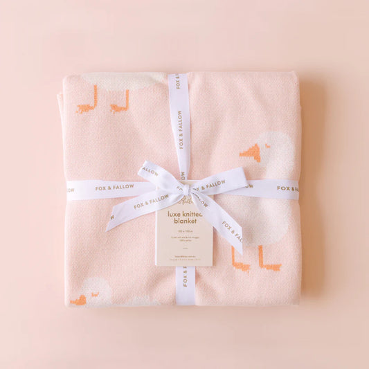 Pink Ducks Luxe Knit Blanket