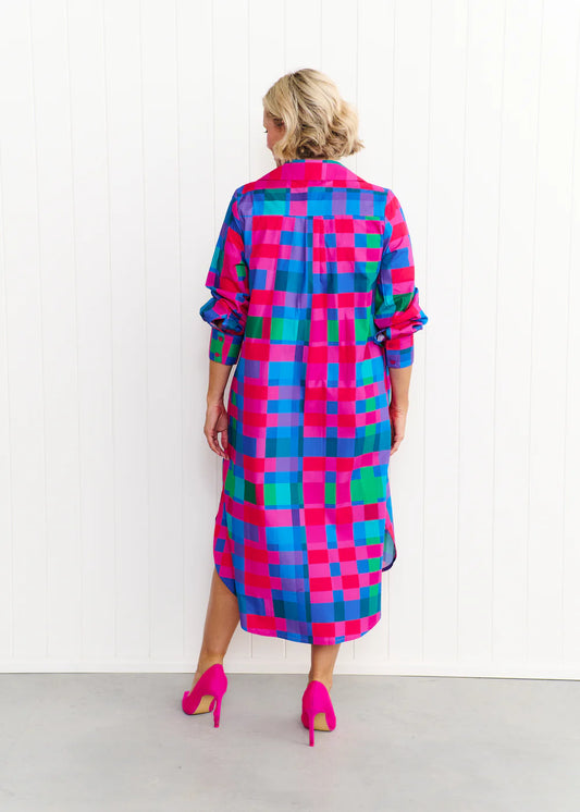 Liv & Milly Maddie Dress - Blue & Pink Gingham