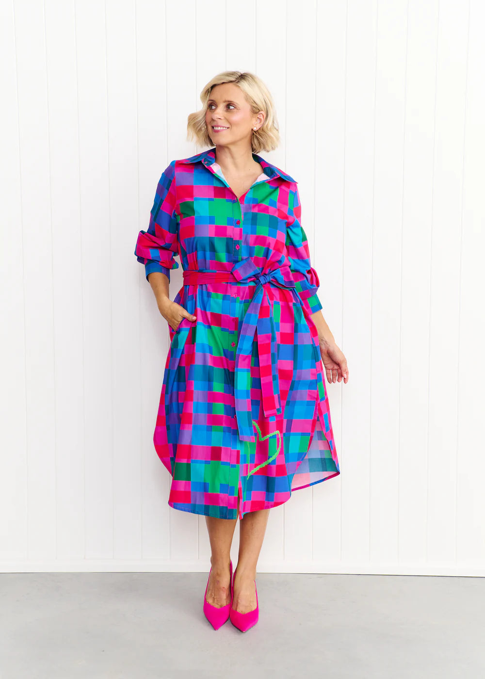 Liv & Milly Maddie Dress - Blue & Pink Gingham