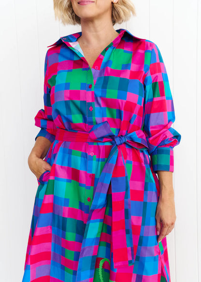 Liv & Milly Maddie Dress - Blue & Pink Gingham