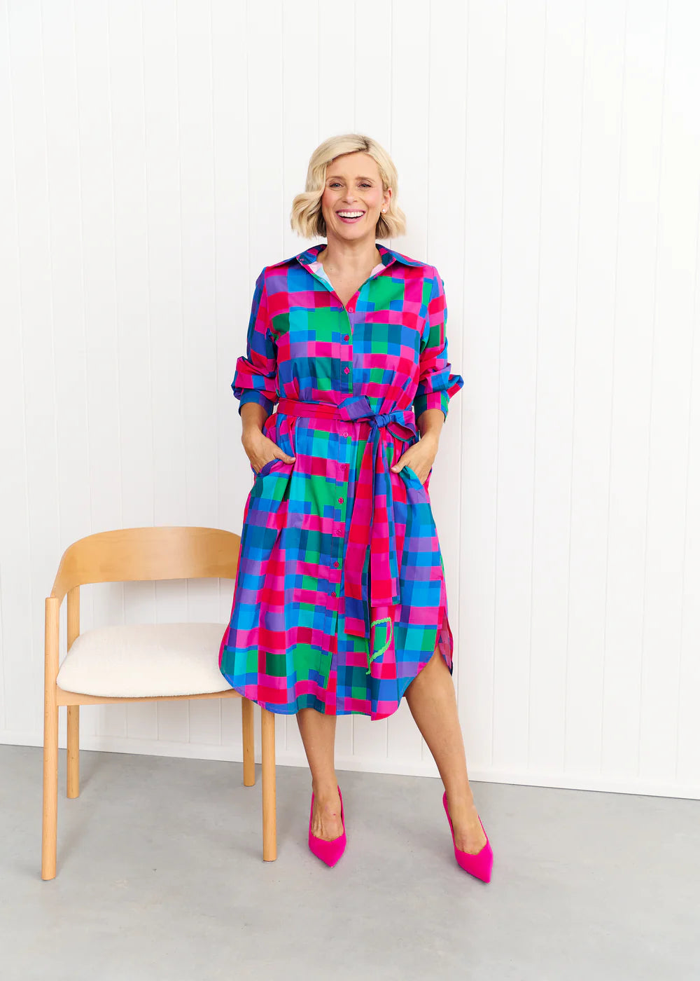 Liv & Milly Maddie Dress - Blue & Pink Gingham