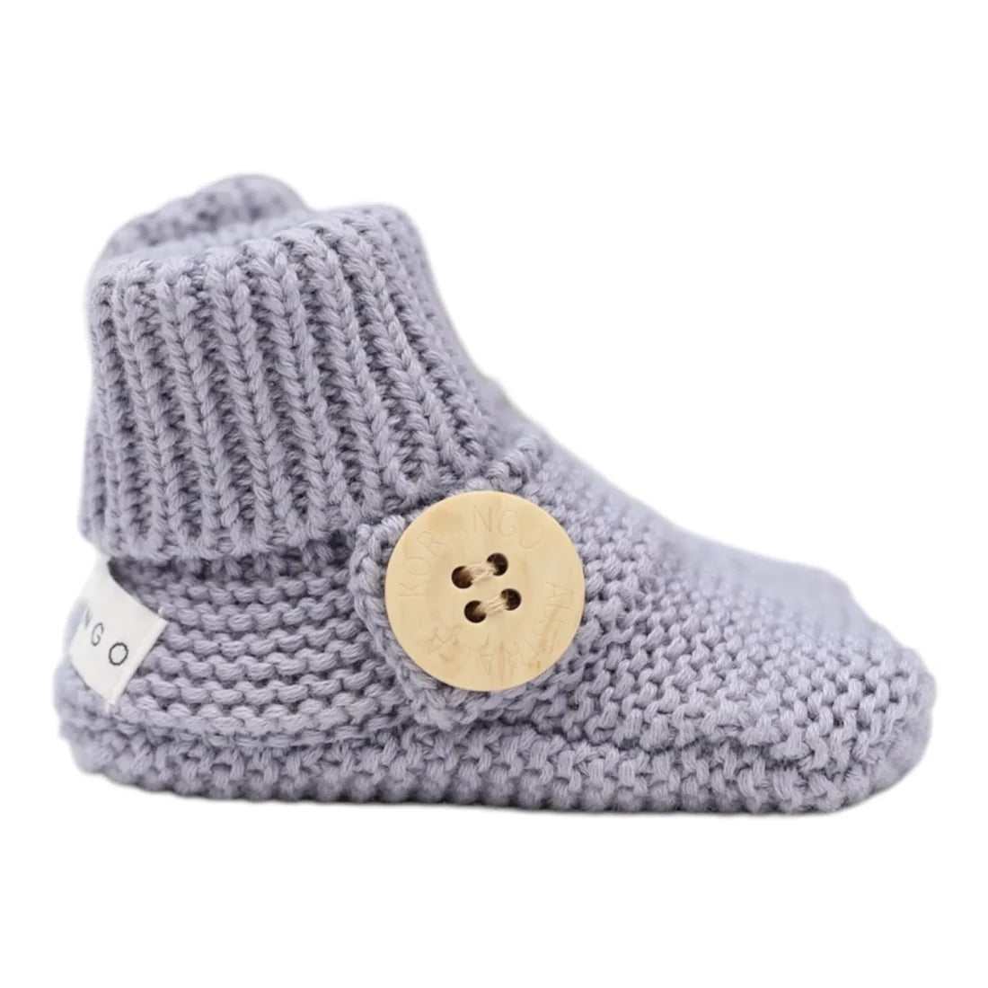 Cotton Knit Button Bootie with Gift Box - Dusty Blue