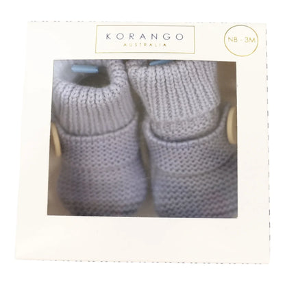 Cotton Knit Button Bootie with Gift Box - Dusty Blue