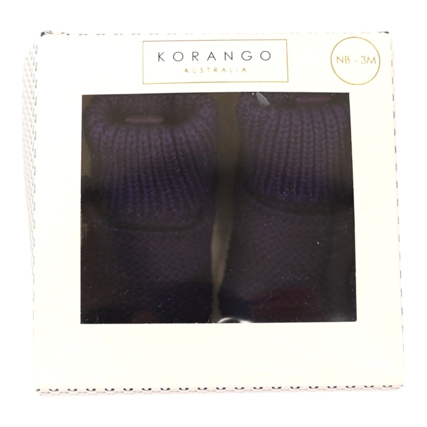 Cotton Knit Button Bootie with Gift Box - Navy