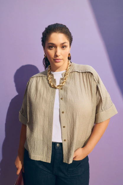 ELK Porta Shirt - Olive Stripe