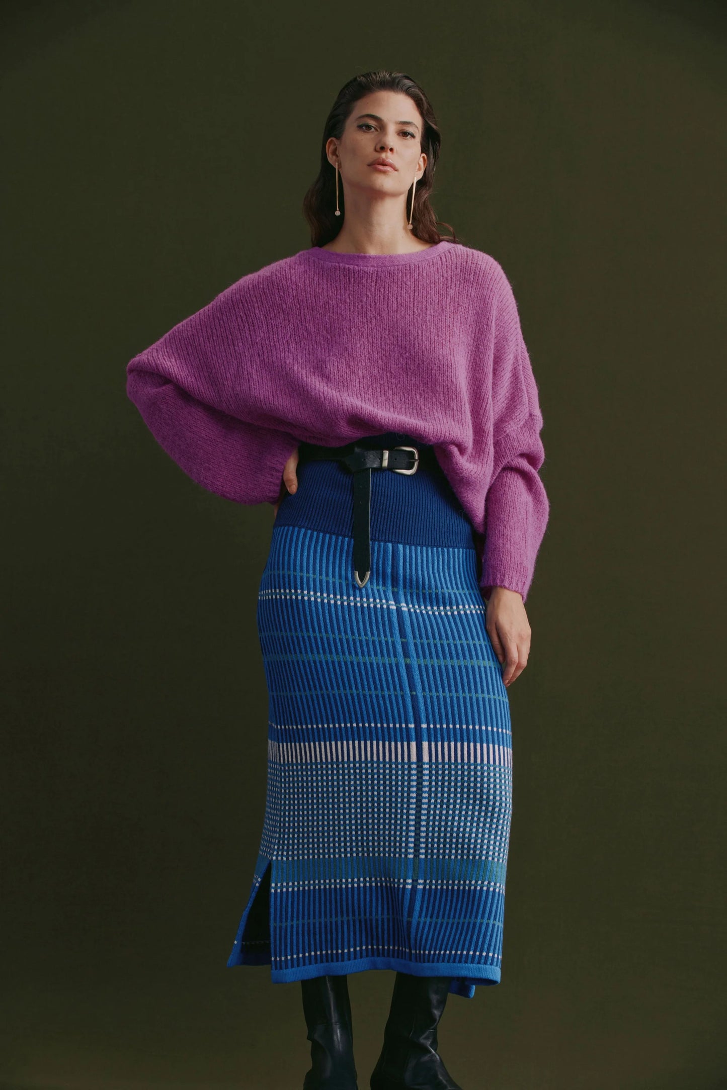 Elk Cila Organic Knit Skirt | Blue Multi