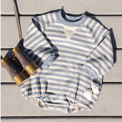 Crewneck Romper - Marine Stripe