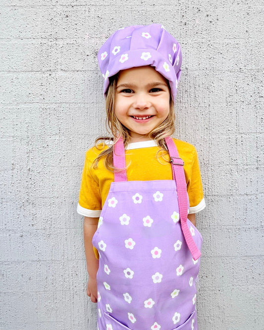 Kids Chef Apron & Hat - Flowers