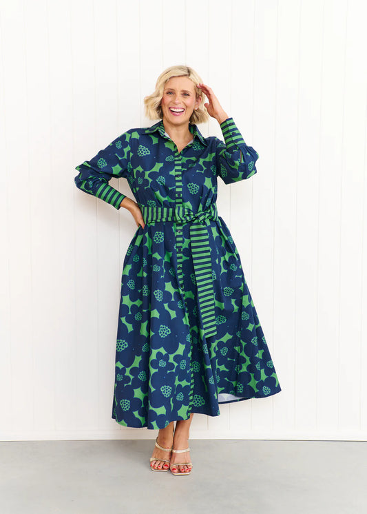 Liv & Milly Eden Flower Dress - Navy/Green