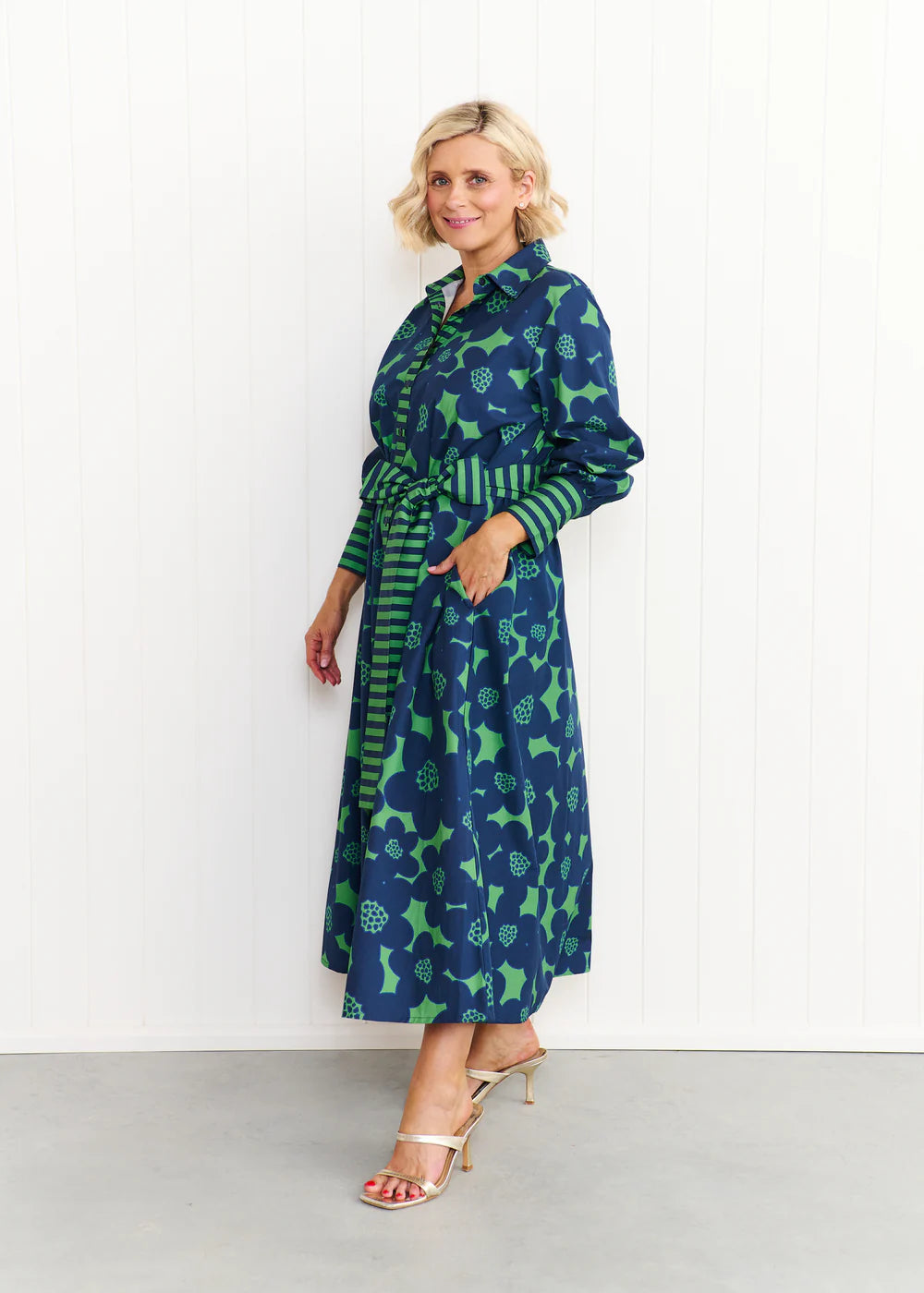 Liv & Milly Eden Flower Dress - Navy/Green