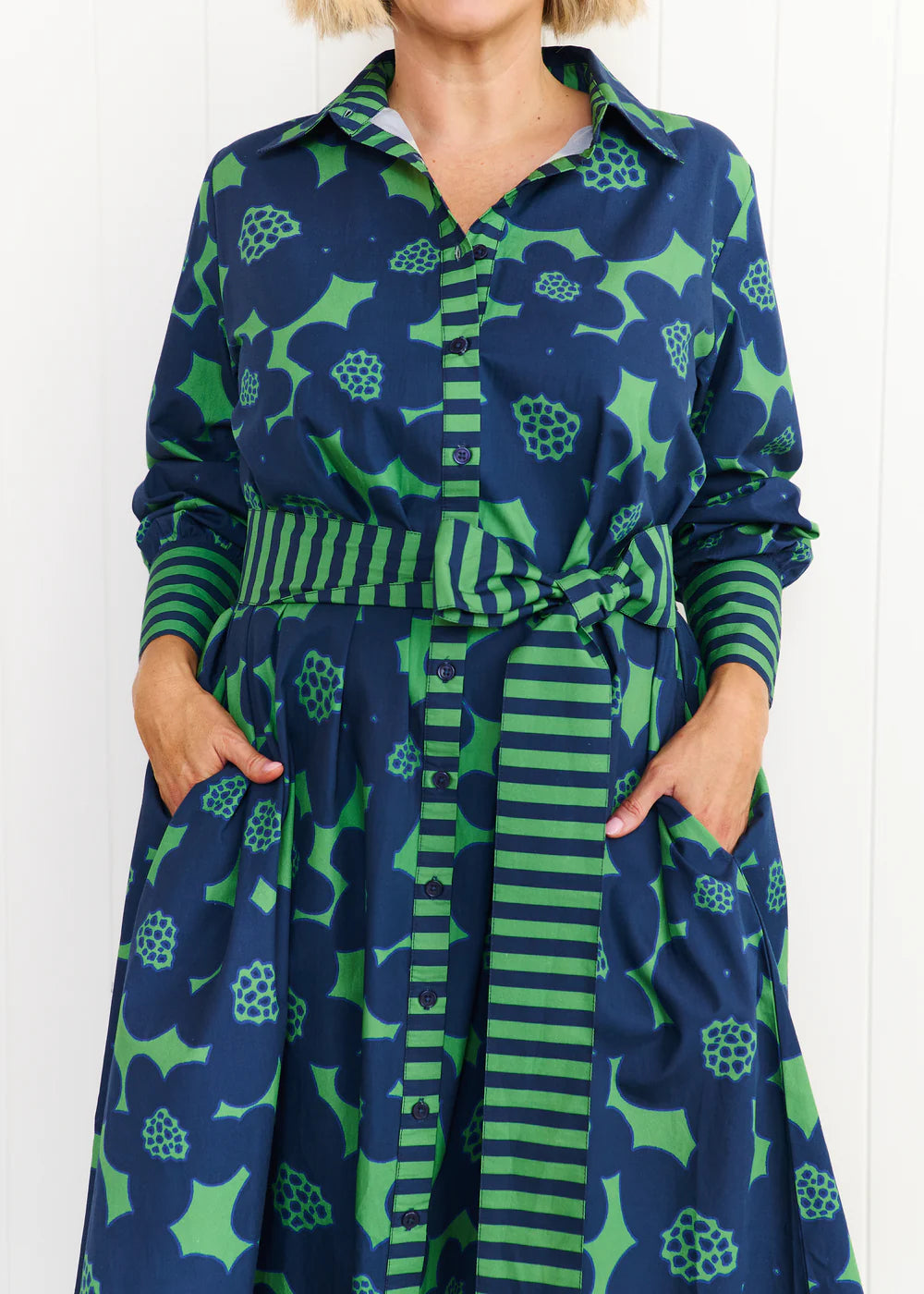 Liv & Milly Eden Flower Dress - Navy/Green