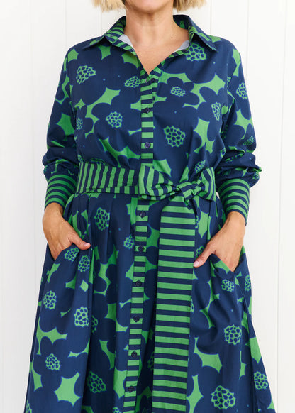 Liv & Milly Eden Flower Dress - Navy/Green
