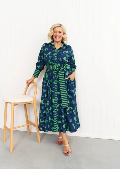 Liv & Milly Eden Flower Dress - Navy/Green