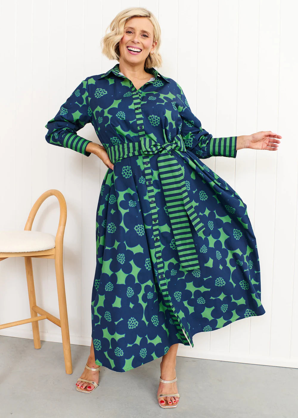 Liv & Milly Eden Flower Dress - Navy/Green