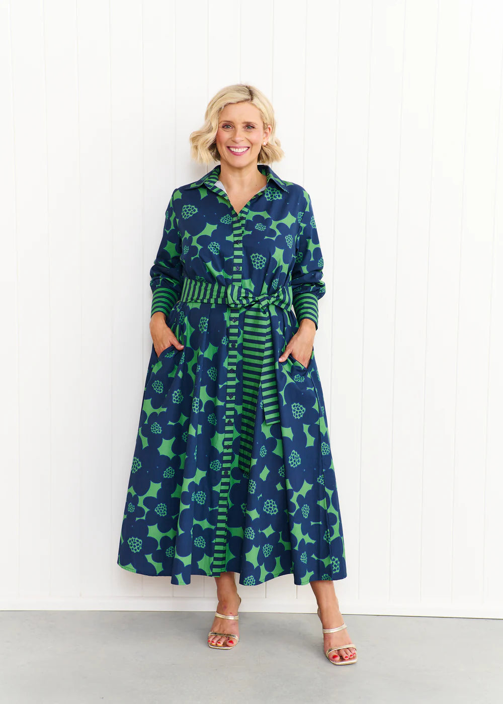 Liv & Milly Eden Flower Dress - Navy/Green