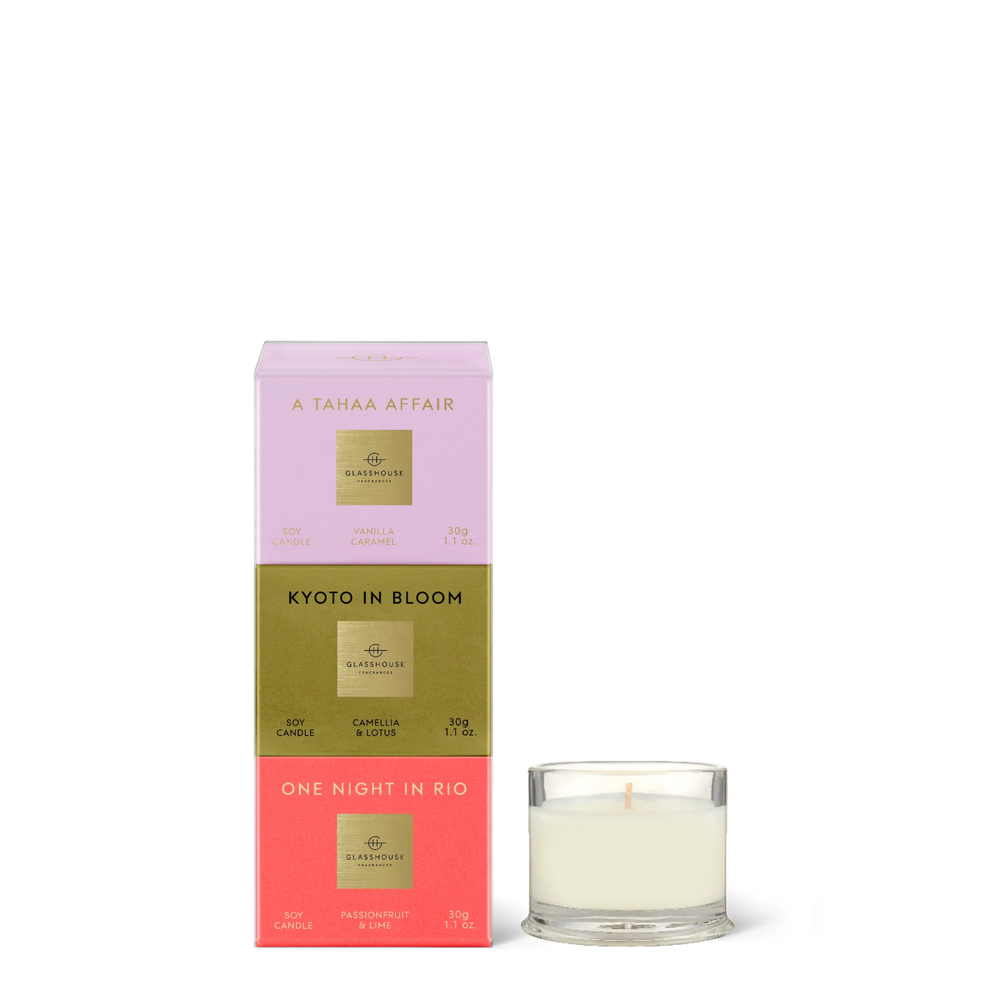 Glasshouse Candle Trio- 3 x 30g Soy Candles