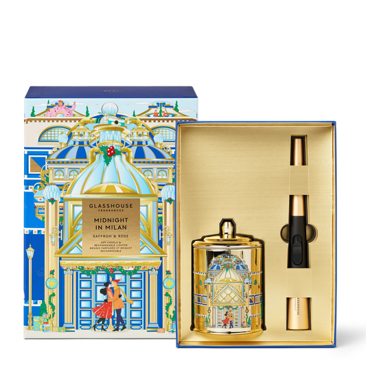 Glasshouse Midnight In Milan 380g Soy Candle & Arc Wand Lighter