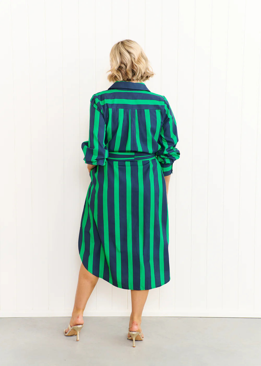Liv & Milly Maddie Dress - Navy / Green Stripes
