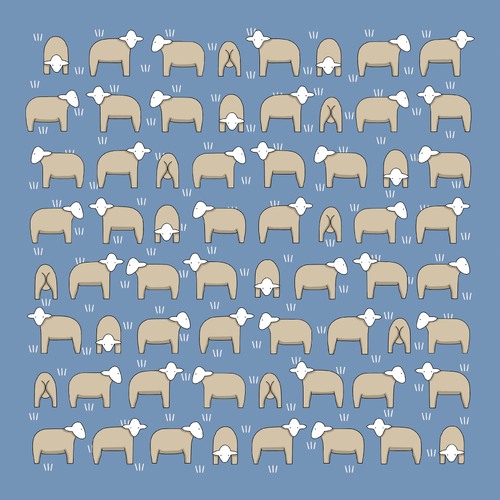 Sheep on Blue - Cotton Hanky