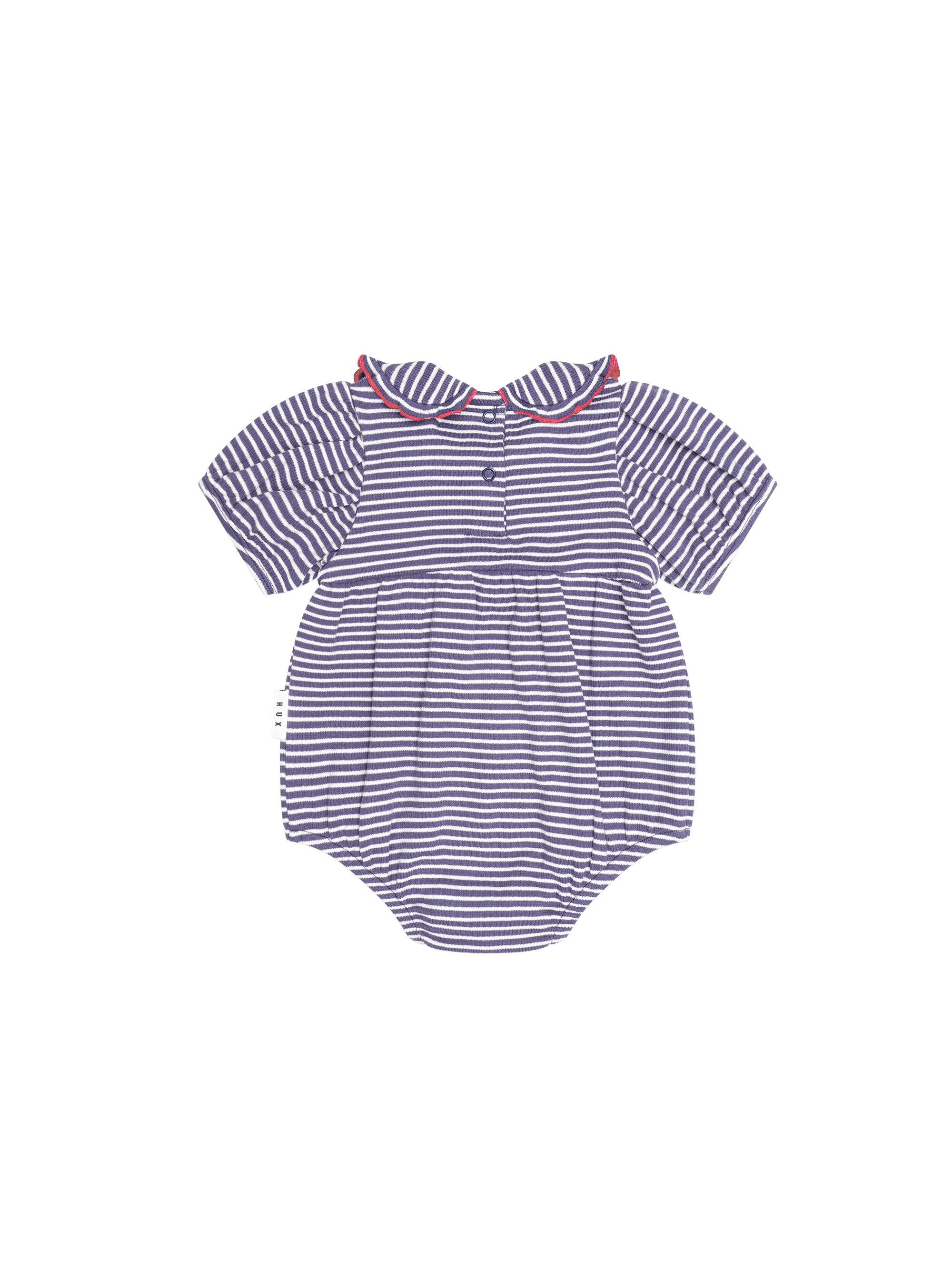 Huxbaby Ink Stripe Rib Collar Romper