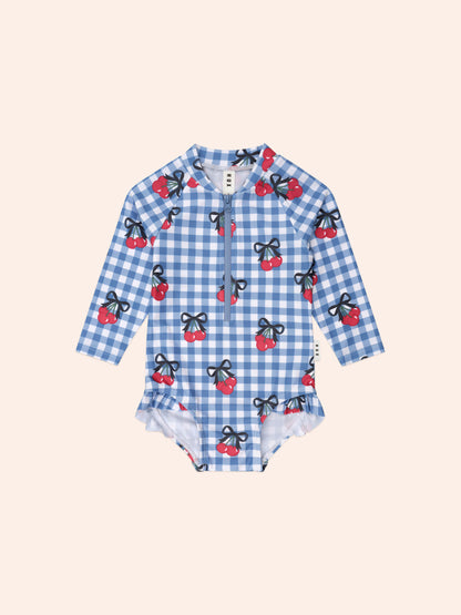 Huxbaby Cherry Gingham Raglan Swimsuit