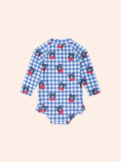 Huxbaby Cherry Gingham Raglan Swimsuit