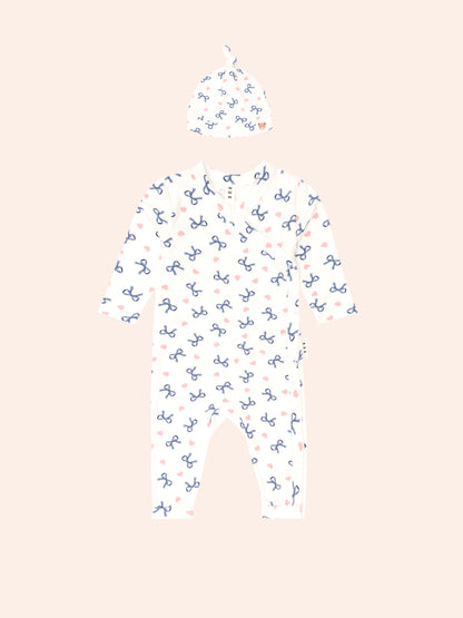 Huxbaby My First Hux Hearts And Bows Newborn Romper