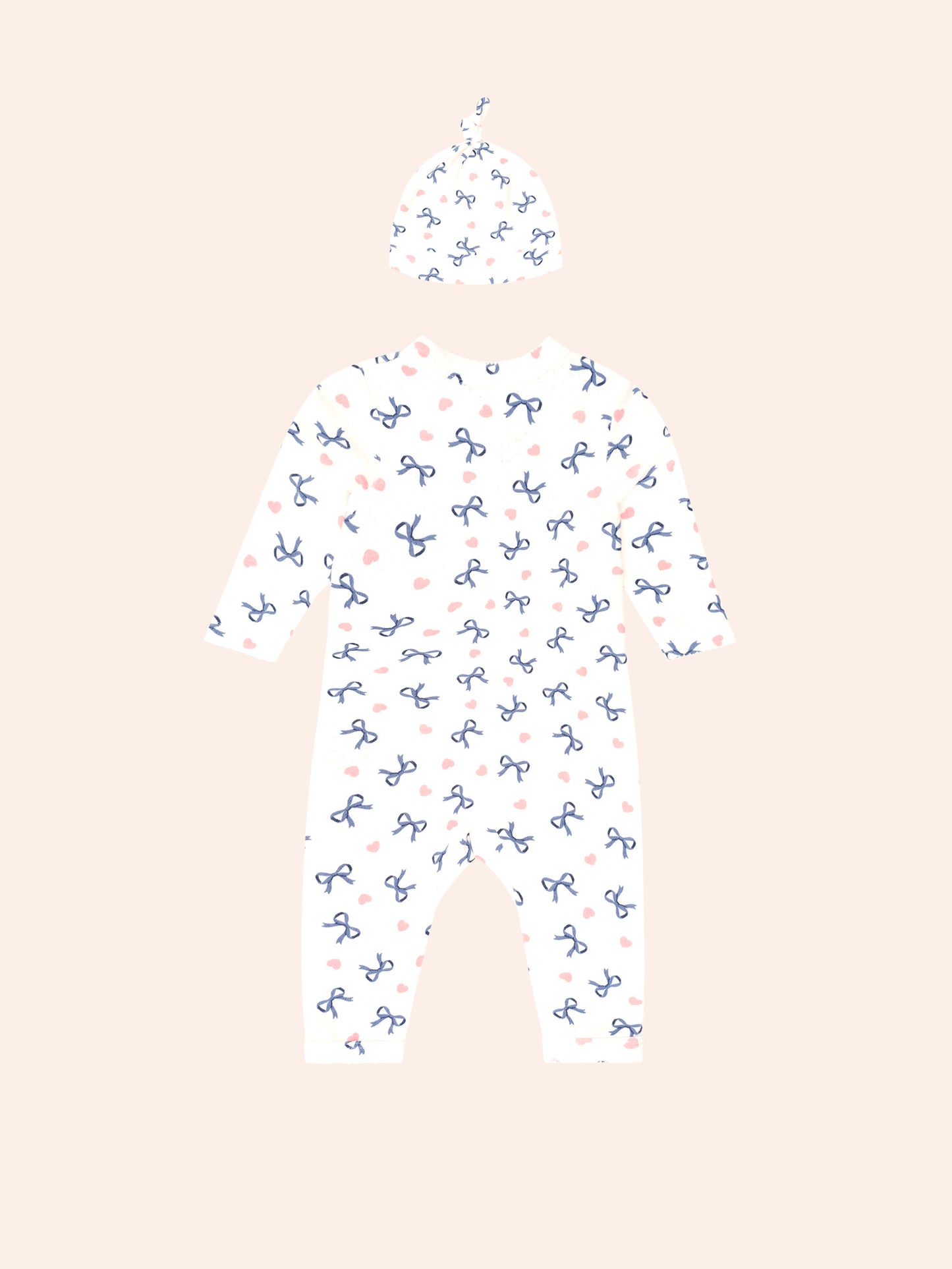 Huxbaby My First Hux Hearts And Bows Newborn Romper