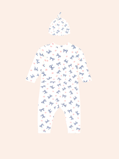 Huxbaby My First Hux Hearts And Bows Newborn Romper
