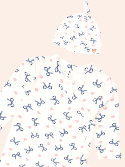 Huxbaby My First Hux Hearts And Bows Newborn Romper
