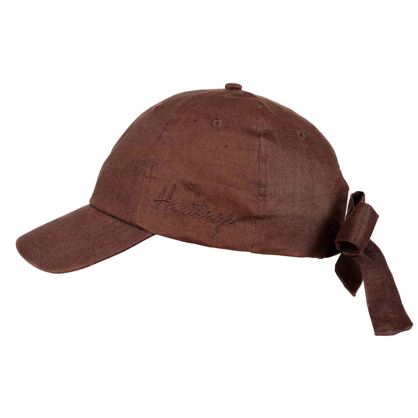 Silk lined Linen Bow Tie Cap - Espresso