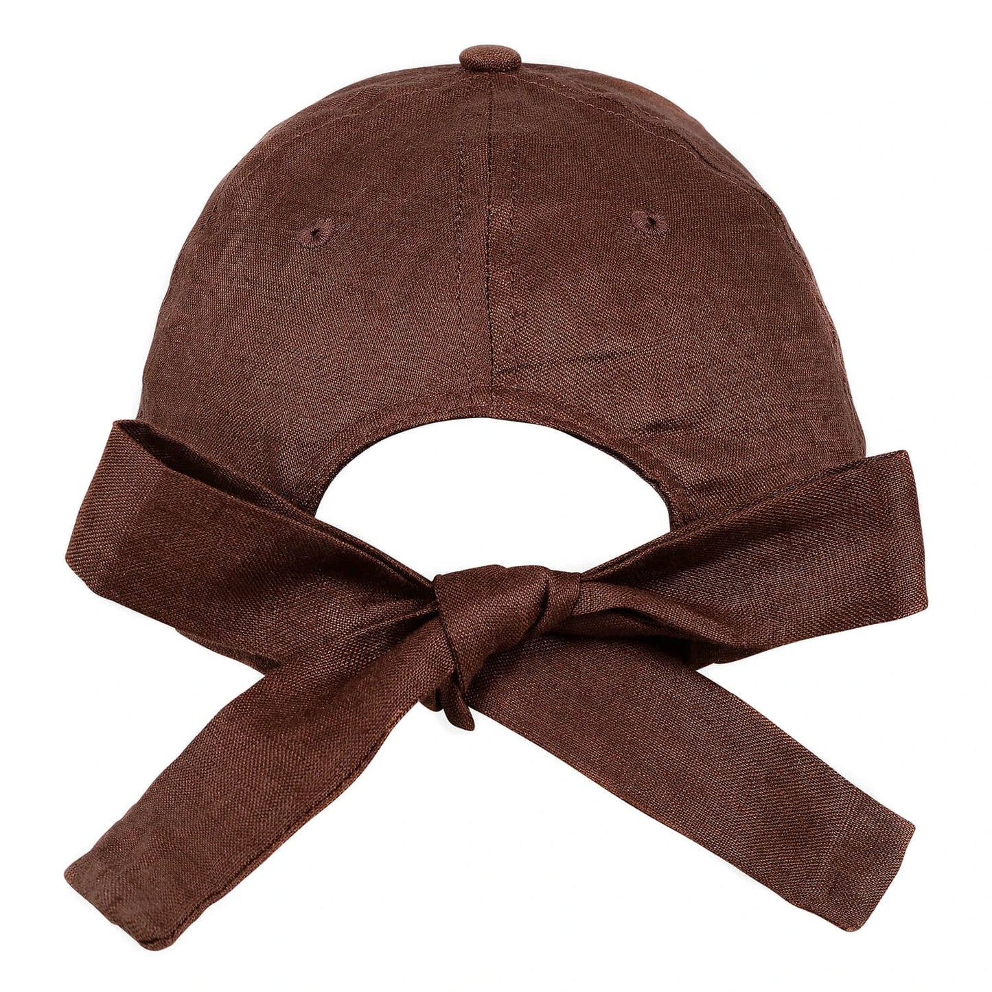 Silk lined Linen Bow Tie Cap - Espresso