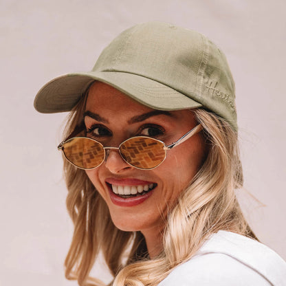 Silk lined Linen Bow Tie Cap - Sage
