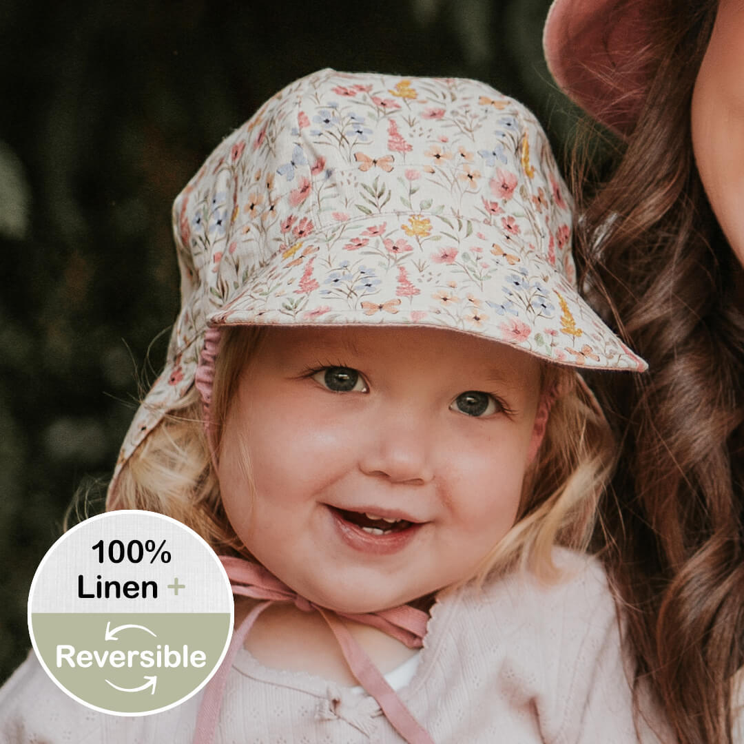Bedhead 'Lounger' Flap Sun Hat - Paris/Rosa